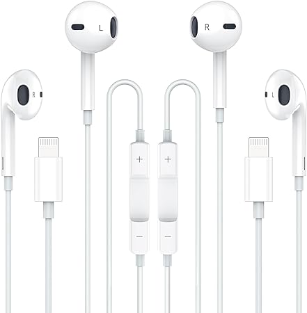 Sundix Headphone Earbuds, 2Pack [MFi Certified] iPhone Wired Earphones (Built-in Microphone & Volume Control) Noise Canceling Isolating Headphones for iPhone 14/13/12/11/SE/X/XR/XS/8/7