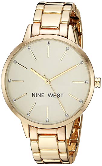 Nine West Women's  Crystal Accented Gold-Tone Bracelet Watch