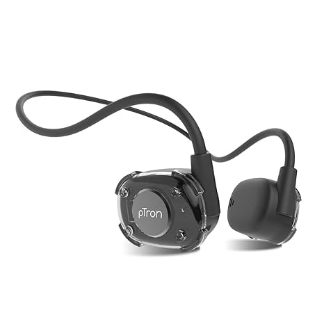 (Refurbished) pTron Newly Launched Tangent Impulse, SafeBeats Open-Ear Wireless Headphones with Mic, 10H Playtime, Designed for Ear Health & Comfort, Bluetooth 5.3, Dual Device Pairing & Type-C Fast Charging(Black)