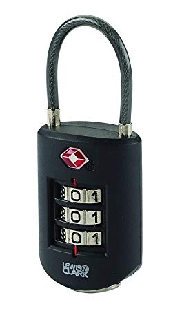 Lewis N. Clark Travel Sentry Large Dial Cable Lock, Black, One Size