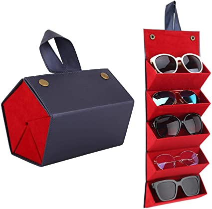 MoKo Sunglasses Organizer with 5 Slots, Travel Glasses Case Storage Portable Sunglasses Storage Case for Women Men