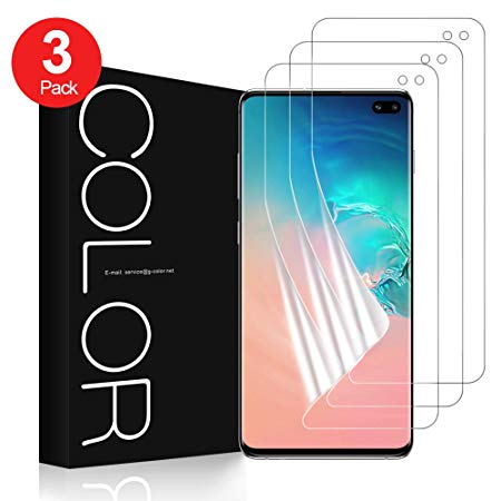 G-Color Screen Protector for Galaxy S10 Plus, 6.4" S10 Plus/S10  Wet Applied TPU Film Anti-Bubble Screen Protector for Samsung Galaxy S10 Plus (Case Friendly, 3 Pack)