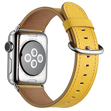 Kartice for Apple Watch Series 3 Band, Luxury Genuine Leather Watch Band strap Bracelet Replacement WristBands for iWatch Apple Watch Series 3 Series 2 Series 1&Sport&Edition(38mm,yellow)