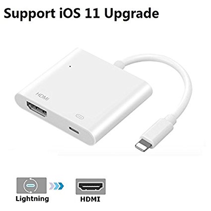 iPhone iPad to HDMI Adapter, Lightning 8-pin to HDMI Female Video Digital AV Adapter with Lightning Charging Port for HD TV Monitor Projector 1080P