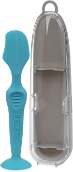 Nuby Diaper Cream Soft Silicone Brush with Suction Base & Hygienic Case, Aqua