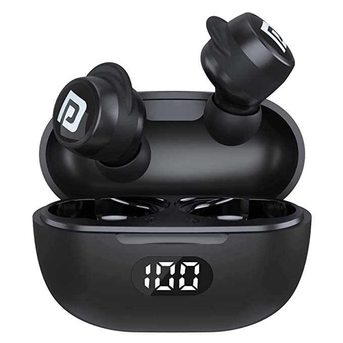 Portronics Harmonics Twins S5 Smart TWS Earbuds with LED Display, 15Hrs Playtime, Bluetooth 5.2, Music & Game Modes, Voice Assistant(Black)