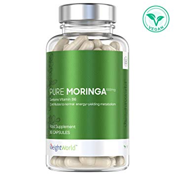 Pure Moringa Oleifera Capsules - 1000mg High Strength Moringa Leaves Supplement with Vitamins & Iron - Natural Immune System Detox Boost Support - 60 Essential Moringa Powder Pills - by WeightWorld