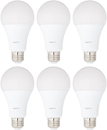 AmazonBasics 100 Watt Equivalent, Soft White, Non-Dimmable, A21 LED Light Bulb - 6 Pack