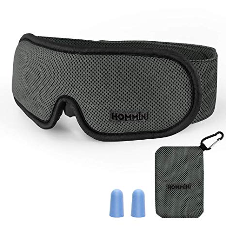 Sleep Mask,Eye Mask for Sleeping,HOMMINI Memory Foam Eye Mask with Adjustable Strap, Sleeping Mask for Men,Women and Kids -Carry Pouch and Ear Plugs Included- Life Warranty
