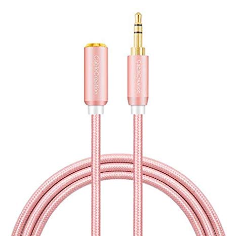 CableCreation 3.3-Feet 3.5mm Audio Extension cable, Male to Female with Premium Metal, for Smartphones, Tablets and MP3 Player, Rose Gold Color