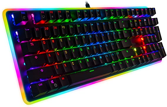 Rosewill Mechanical Gaming Keyboard, RGB LED Glow Backlit Computer Mechanical Switch Keyboard for PC, Laptop, Mac, Software Customizable - Professional Gaming Blue Mechanical Switch