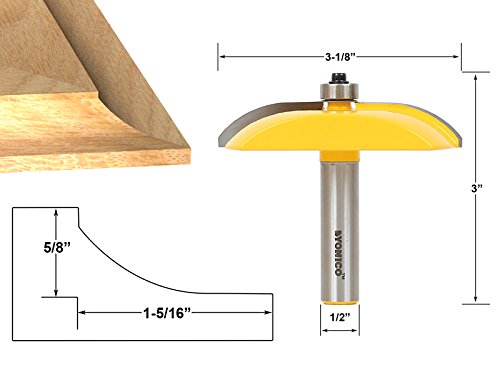 Yonico 12133 Raised Panel Router Bit with Cove Door 3-1/8-Inch Diameter 1/2-Inch Shank