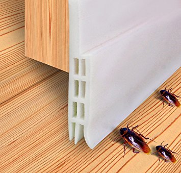 Under Door Sweep Door Weather Stripping Draft Stopper Door Bottom Seal Strip Sound Insulation Bug Proof,2" W x 39" L（White）