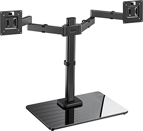 ErGear Dual Monitor Stand, Monitor Mounts for 13 to 32 inches Computer Screens, Freestanding Dual Monitor Arm with Tempered Glass Base for 2 Monitors, Vesa Mount Fits Up to 22 lbs per Arm