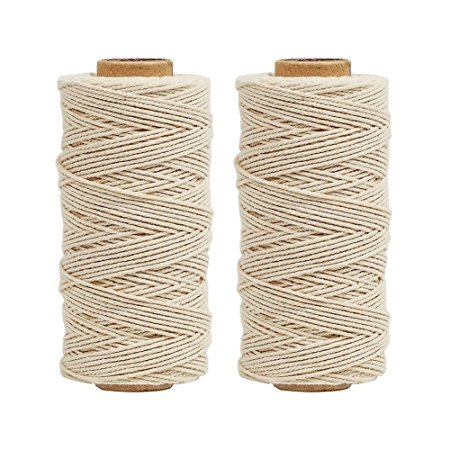 Tenn Well 3Ply 218 Yard Cotton String, Food Safe Bakers Twine for Cooking Trussing Tying Poultry Meat Making Sausage(2PCS, White)