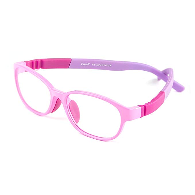 Cyxus Kids Blue Light Blocking Glasses ( Superior TR90 ) Shield Computer Eyewear-0.0 Magnification Gaming Eyeglasses for Children (Ages 5-8 Pink Frame)