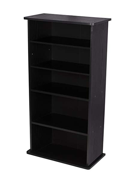 Atlantic Drawbridge XL Media Cabinet - Holds 240 CDs, Wide Stable Base, 4 Adjustable, 2 Fixed Deeper Shelves, 36 X 19 X 10 inch PN37936251 in Black