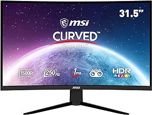 MSI G32C4X 32Inch FHD Curved Gaming Monitor - 1500R 1920 x 1080 VA Panel, 250Hz / 1ms, AMD FreeSync Premium, HDR Ready, DisplayPort, HDMI, Wide Color Gamut, Frameless, Night Vision, Black