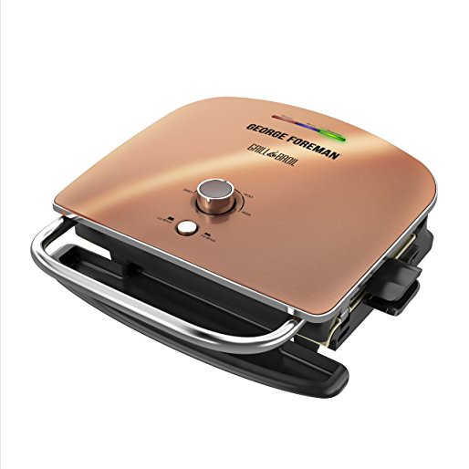 George Foreman Grill & Broil, 6-in-1 Electric Indoor Grill, Broiler, Panini Press, and Top Melter, Copper, GRBV5130CUX