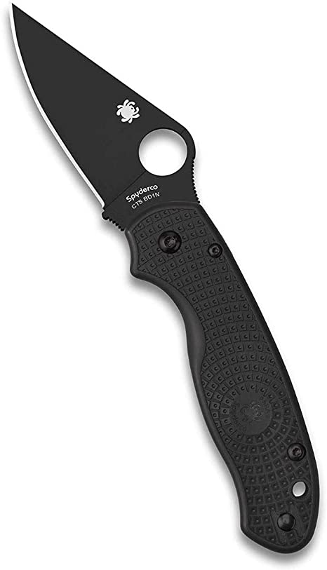 Spyderco Para 3 Lightweight Signature Knife with 2.58" Black Stainless Steel Blade and Durable FRN Handle - PlainEdge Grind - C223PBBK