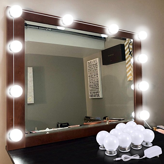 Hollywood Style LED Vanity Mirror Lights Kit with Dimmable Light Bulbs, Lighting Fixture Strip for Makeup Vanity Table Set in Dressing Room (Mirror Not Include)