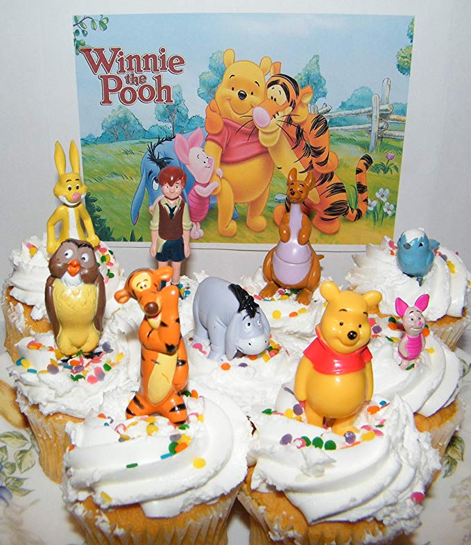 Disney Winnie the Pooh Deluxe Mini Cake Toppers Cupcake Decorations Set of 9 Figures with the Pooh, Tigger, Owl, Chistopher Robin and More!