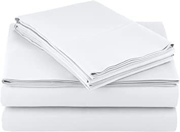 AmazonBasics Light-Weight Microfiber Sheet Set - King, Bright White, 4-Pack