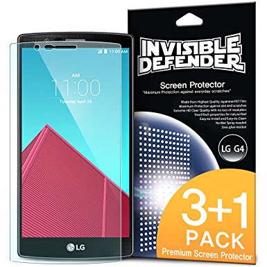 LG G4 Screen Protector - Invisible Defender [Case Friendly][MAX HD CLARITY] Perfect Touch Precision High Definition (HD) Clarity Film (4-Pack) for LG G4