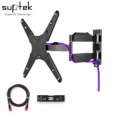 Suptek MA4263 TV Wall Mount Bracket with Full Motion Swivel Articulating for most 22"-55" LED LCD Plasma Flat Screen up to 88lb VESA400x400 HDMI Cable