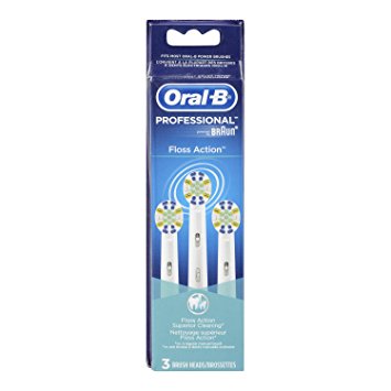 Oral-B Floss Action Electric Toothbrush Replacement Brush Heads Refill, 3 Count