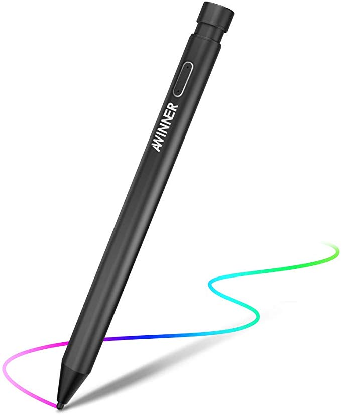 AWINNER Active Pen,Fine Tip Stylus Pen Compatible with iPad Pro 11-inch, iPad Pro12.9-inch (3rd), iPad 2018 (6th), iPad Air (3rd Generation), iPad Mini (5th Generation) -Black