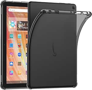 MoKo Case for All-new Amazon Kindle Fire HD 10 Tablet (13th Generation, 2023 Release) 10.1", Ultra Clear Soft Flexible Transparent TPU Skin Bumper Back Cover for fire tablet 10 2023, Matte black