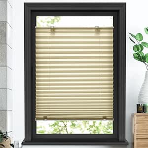 LazBlinds Tool-Free Cordless Pleated Shades with Suction Cups Light Filtering Top Down Bottom Up Pleated Blinds for Window Size 23" W x 38" H, Brown