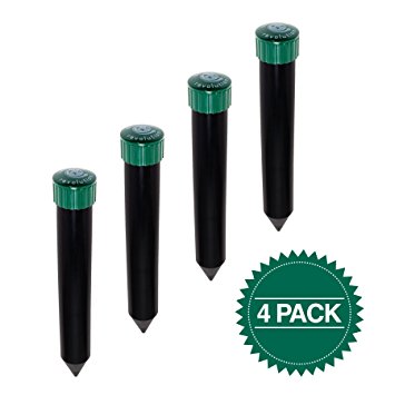 4 Pack Sonic Mole Chaser - Battery Operated Pest Repeller Stake, Scares away Moles, Voles, Gophers and Rats by Reusable Revolution (Green & Black)
