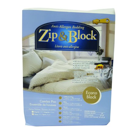 Zip and Block, Econo Block, Anti Allergen Bed Bug Proof Breathable Waterproof Combo Pack - Mattress and Pillow Encasing, White, King