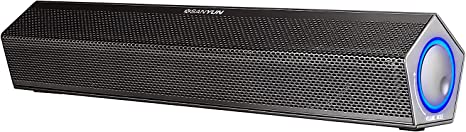 Sanyun SW010 Computer Speakers, Wired USB Powered Mini Sound Bar, Bluetooth 5.0, USB-A Connection with Built-in 16-bit DAC for Power and Audio, 8W Stereo Sound for PC Desktop Laptop, Black