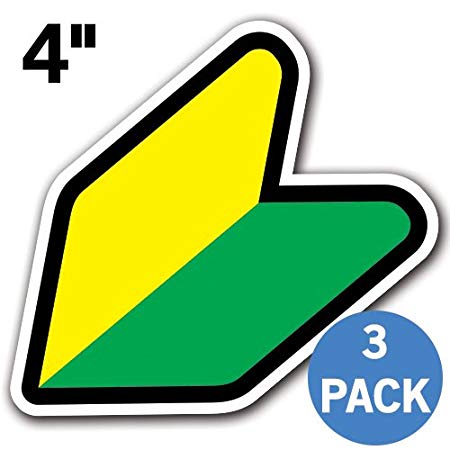ORIGINAL - [Adelia Co] JDM Wakaba Shoshinsha Mark New Driver Badge Leaf Sign Car Bumper Stickers Decals (4" ORIGINAL - 3 PACK)