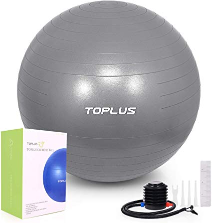 TOPLUS Exercise Ball (Multiple Sizes) Thick Yoga Ball Chair for Fitness, Stability, Balance, Pilates - Anti Burst Supports 2200lbs - Includes Quick Pump & Professional Guide