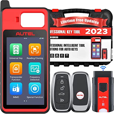 Autel MaxiIM KM100: 2023 Key Fob Programming Immobilizer Tool, Lite Ver. of IM508/ IM608, 60s Key Generation, OBD IMMO Key Learning on 99% Cars, Chip Read Write Clone Simulation, 2PCS Free Autel IKEY