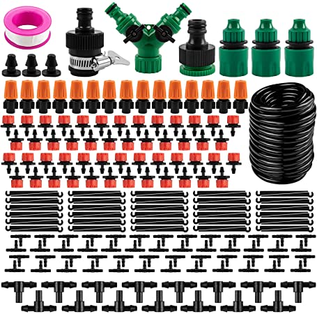 MeiMeiDa Drip Irrigation Kit,164FT/50M Garden Micro Drip Irrigation System,1/4" Blank Distribution Tubing Watering Drip Kit Automatic Patio Misting Plant for Garden Greenhouse, Flower Bed,Patio,Lawn