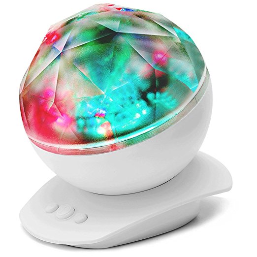 Projector Lamp, SOLMOR Color Changing LED Night Light Lamp Aurora Star Projector Light,Baby Kids Night Lamp,Mood Light with USB Audio Cable for Bedroom Living Room Decorative Night Light White