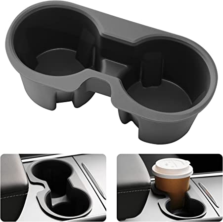 DEDC Tesla Cup Holder, Model 3/Y Center Console Cup Insert, ONLY FIT New Console, 2023 2022 2021 Tesla Accessories, Space Gray