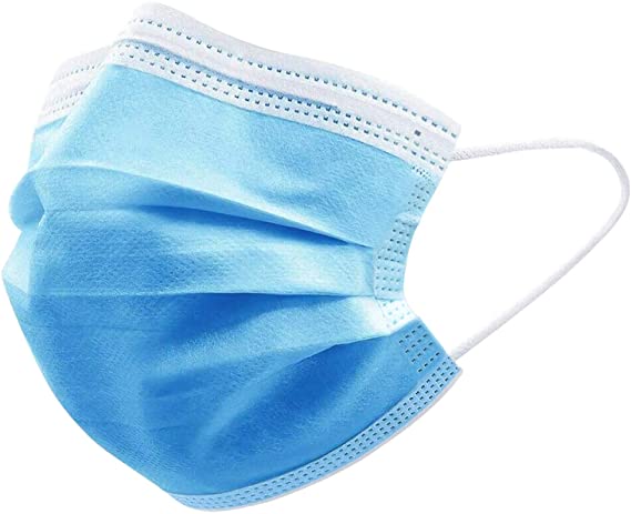 Disposable Face Masks, Pack of 50, 3-Layer Protection with Melt-Blown Fabric Filter, Skin-Friendly 3-Ply Masks with Elastic Earloops, for Adults