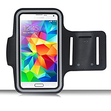 AiGoo Reflective Sports Armband Case for Samsung Galaxy S3 S4 S5 and HTC One M7, Easy Fitting [Sport Gym Bike Cycle Jogging Running Walking] Protective Sports Band Case[Lifetime Warranty]- Sweat Resistant, Washable, Breathable Padding, Key Holder, Light Weight & Adjustable - For Men and Women Black