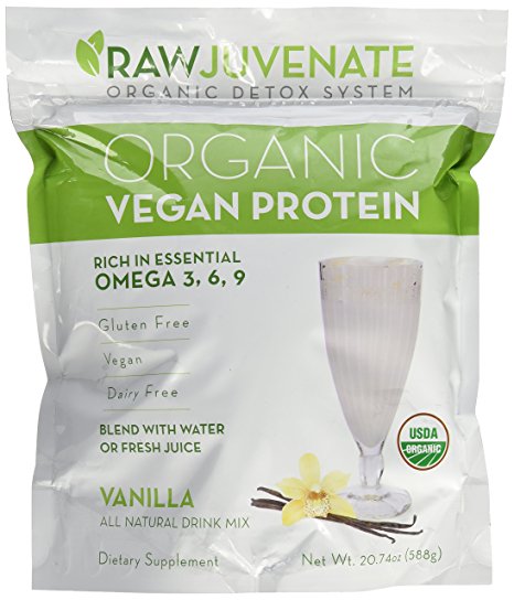 Raw Green Organics - RawJuvenate - Organic Vegan Protein - Vanilla - Rich in Essential Omega 3, 6, 9 - 20.74 oz. (588 Grams)