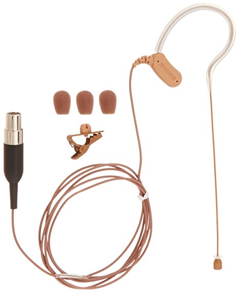 Shure MX153C/O-TQG Omnidirectional Earset Headworn Microphone, Cocoa