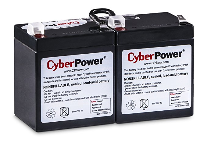 CyberPower RB1270X2A Replacement Battery Cartridge, Maintenance-Free, User Installable