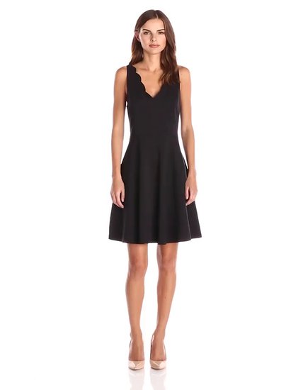 Lark & Ro Women's Scalloped Fit-and-Flare Dress