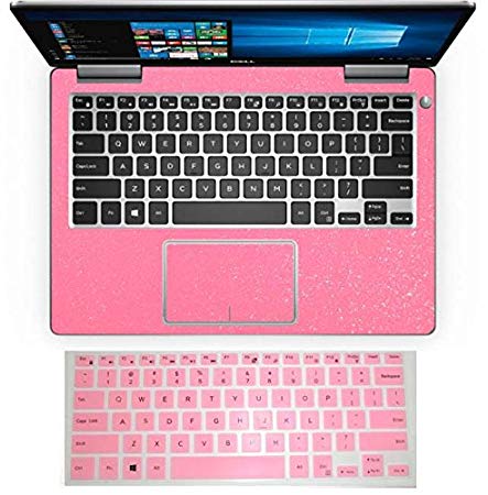 BingoBuy Palmrest Decal Sticker (2-Pack)   Keyboard Protector Cover Skin for 13.3'' Dell Inspiron 13 7000 Series (Model 13-7370,i7370, Shimmery Pink palmrest Sticker Pink Keyboard Skin)