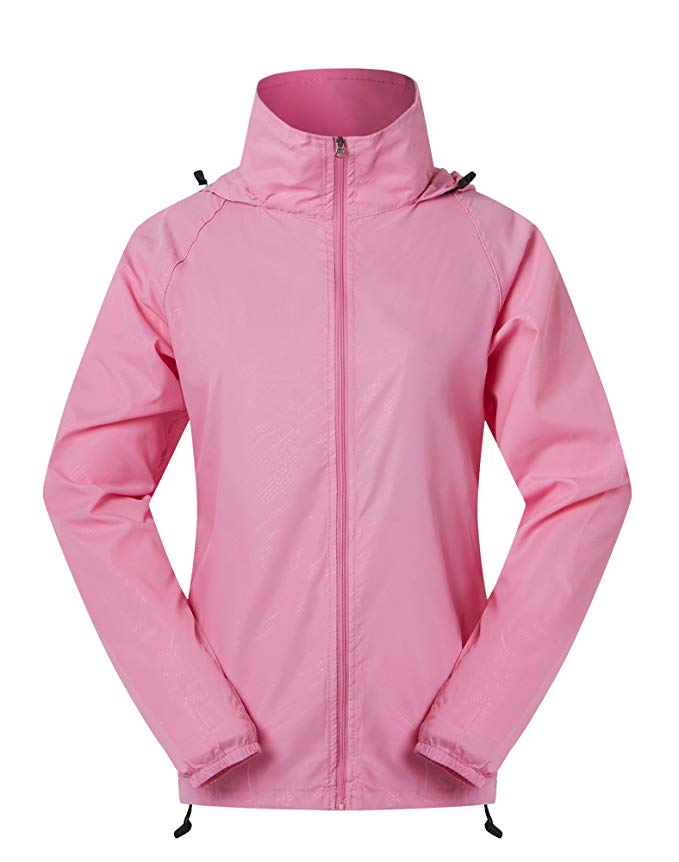 Cheering Spmor Women's Lightweight Jackets Waterproof Windbreaker Jacket UV Protect Running Coat